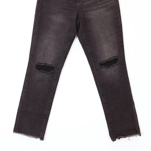 BlankNYC Womens Distressed Fray High Rise Slim Jeans Black Size 25 Grunge - Picture 5 of 9